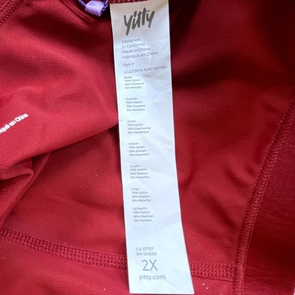 NWT Yitty Burgundy Red Spotlight Ruched Leggings with Metallic Sparkles 2X - Picture 5 of 6